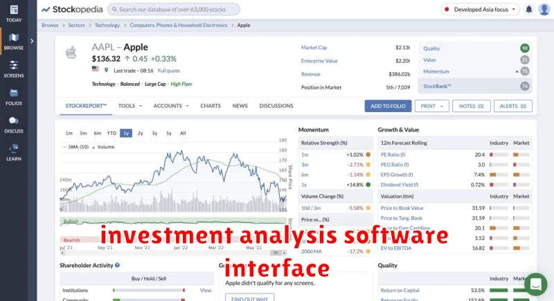 investment analysis software interface